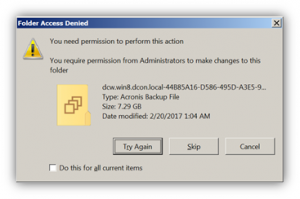 access is denied for acronis true image files when deleting