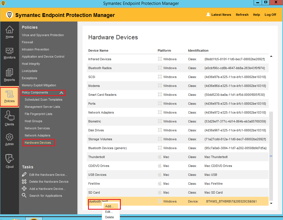 Chặn hoặc cho phép các thiết bị được sử dụng ở client bằng Symantec Endpoint Protection (SEP)