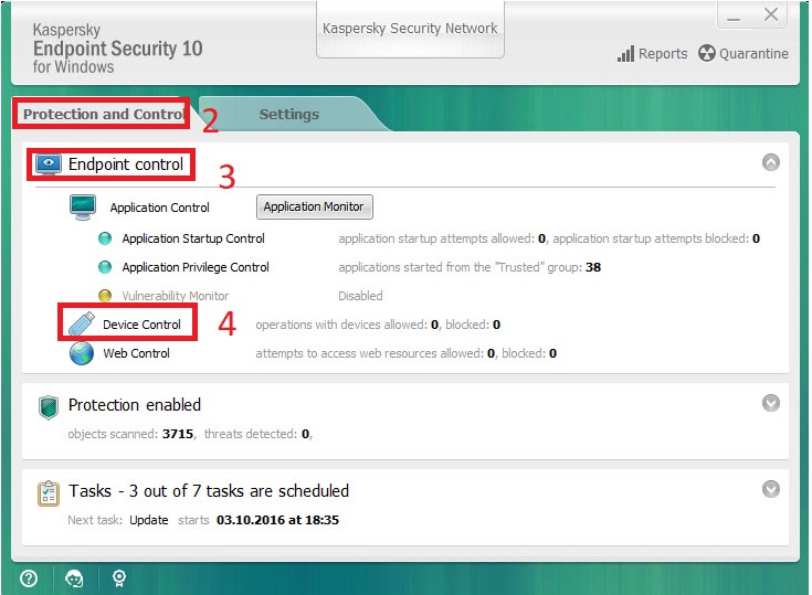 Device Control trong Kaspersky Endpoint Security