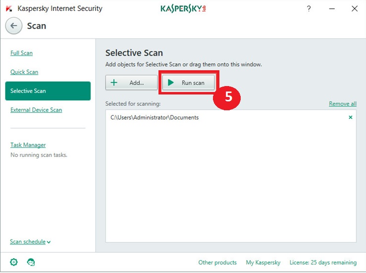 Hướng dẫn Scan Task trong Kaspersky Internet Security