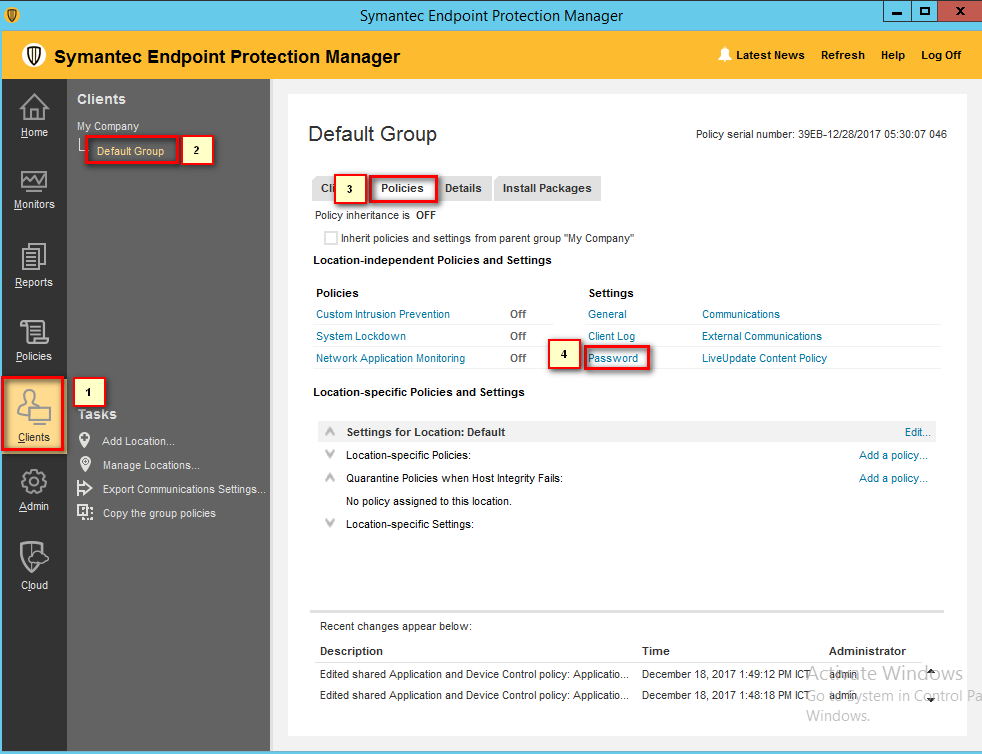 Đặt mật khẩu bảo vệ Symantec Endpoint Protection trên Client