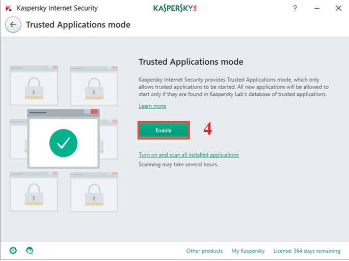 Hướng dẫn bật Trusted Application trong Kaspersky Internet Security