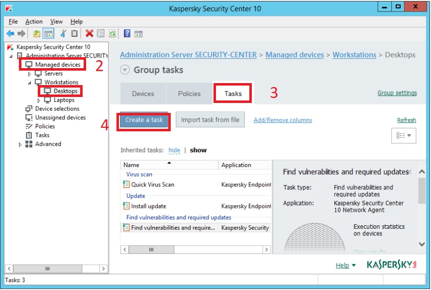 Tạo Task mã hóa file trong Kaspersky Security Center