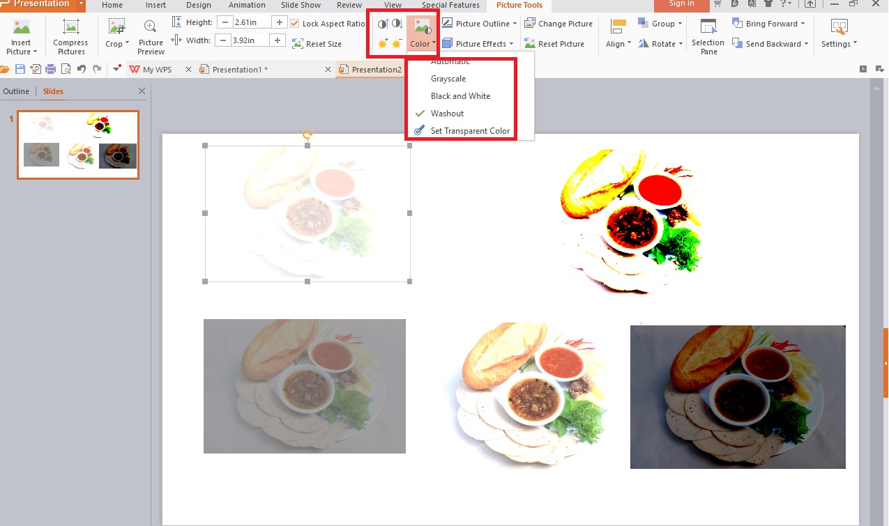Hướng dẫn sử dụng Picture Tools trong WPS Presentation