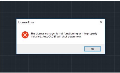 The License manager is not functioning or is improperly installed trong AutoCAD