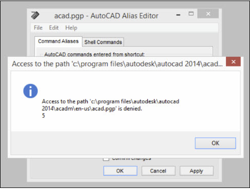 Lỗi trong AutoCAD Alias Editor